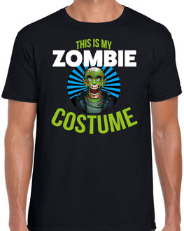 Zombie costume halloween verkleed t-shirt zwart voor heren L - Feestshirts