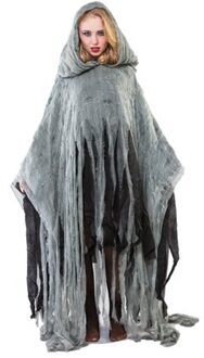 Zombie Poncho volwassen Zilver - Grijs