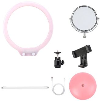 ZOMEI Selfie Ring Licht 26cm LED Fotografische Verlichting Video Studio Live Dimbare Ringlicht Make-Up met Stand USB Plug voor telefoon Roze