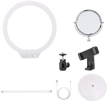 ZOMEI Selfie Ring Licht 26cm LED Fotografische Verlichting Video Studio Live Dimbare Ringlicht Make-Up met Stand USB Plug voor telefoon wit