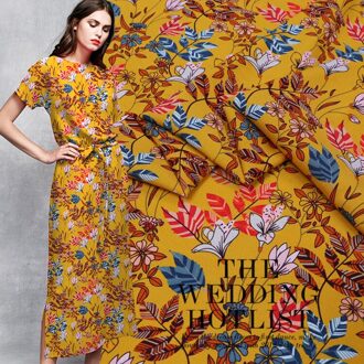 Zomer 19Momme 108Cm 95% Zijde 5% Spandex Charmeuse Stof Voor Jurk Floret Digitale Gedrukt Doek Diy Naaien Te 1 meter
