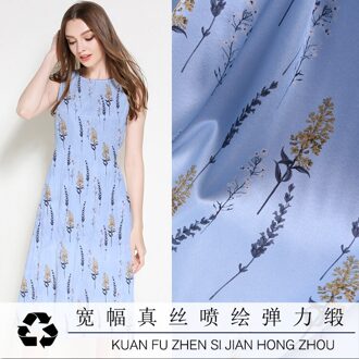 Zomer 19Momme 140Cm Breed 93% Zijde 7% Spandex Charmeuse Stof Voor Jurk Tarwe Digitale Gedrukt Diy Naaien Te 1 meter