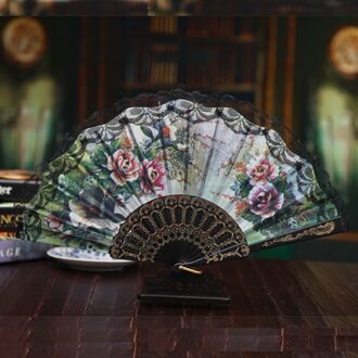 Zomer 23 Cm Bloemen En Planten Plastic Bone Vouwen Chinese Hand Fan Doek Fan Vouwen Fan Party Bruiloft Decoratie