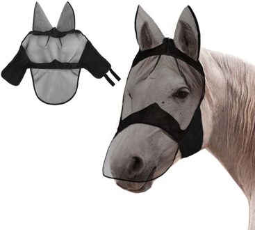 Zomer Ademend Mesh Anti-Mug Bescherming Paard Gezicht Masker Met Covers Oren Comfort Cover Voor Trail Rijcomfort Goud