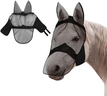 Zomer Ademend Mesh Anti-Mug Bescherming Paard Gezicht Masker Met Covers Oren D0LD Goud