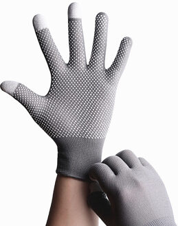 Zomer Ademende Anti-Slip Gel Touch Screen Handschoen Zomer Auto Rijden Rijden Pols Handschoenen Zon handschoenen 1paar- grijs
