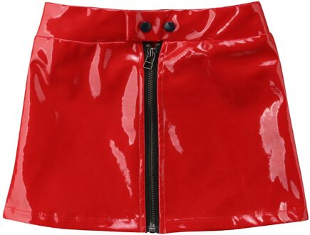 Zomer Baby Baby Meisjes Rokken Solid Leer Rits Mini Rok 2 Kleuren Rood / 12m