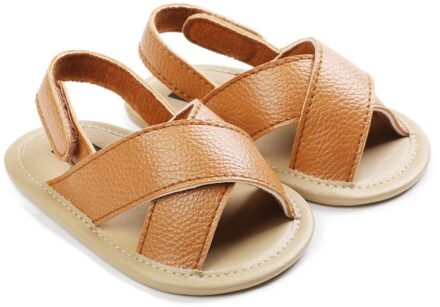 Zomer Baby Jongens Ademende Anti-Slip Schoenen Kwastje Sandalen Peuter Zachte Zolen Eerste Wandelaars 0-18M koffie / L