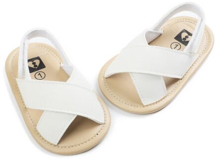 Zomer Baby Jongens Ademende Anti-Slip Schoenen Kwastje Sandalen Peuter Zachte Zolen Eerste Wandelaars 0-18M wit / S