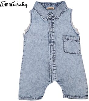 Zomer Baby Jongens Denim Romper Mouwloze Peuter Jumpsuit Turn-Down Kraag Outfit Baby Boy Kleding 24M