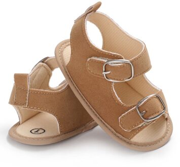 Zomer Baby Jongens Meisjes Sandalen Peuter Effen Kleur Slip-On Schoenen Baby PU Lederen Sandalen 0-18Months khaki / 3