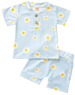 Zomer Baby Meisje Set Schattige Daisy T-shirt + Shorts Katoen Comfortabele Blouse Top Kid Kleding Voor Meisje Casual Outfit 2Pcs L / 0-6M