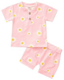 Zomer Baby Meisje Set Schattige Daisy T-shirt + Shorts Katoen Comfortabele Blouse Top Kid Kleding Voor Meisje Casual Outfit 2Pcs P / 0-6M