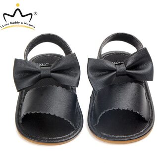 Zomer Baby Sandalen Leuke Strik Anti Slip Leer Baby Meisjes Sandalen Sandale Fille Peuter Baby Schoenen zwart / 13-18 months