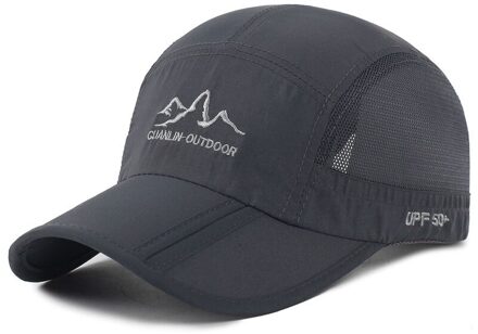 Zomer Baseball Cap Sneldrogende Hoed Sport Mode Zon Baseball Caps Ademend Ultra Dunne donker grijs