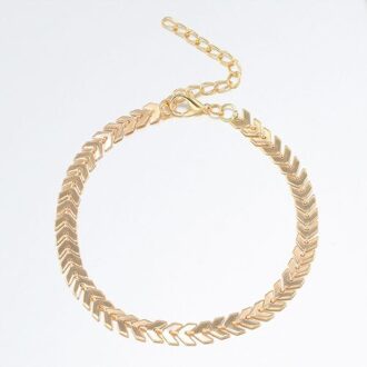 Zomer Boho Fishbone Goud Kleur Enkelbanden Mode Enkel Voet Sieraden Been Ketting Op Voet Voor Vrouwen Licht Geel Goud Kleur