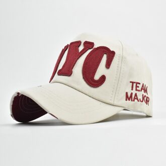 Zomer Borduren Nyc 5 Panel Katoenen Baseball Cap Zwart Wit Blauw Roze Terugschieten Vader Hoeden Voor Vrouwen mannen Uitgerust Caps Beige
