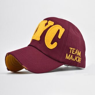 Zomer Borduren Nyc 5 Panel Katoenen Baseball Cap Zwart Wit Blauw Roze Terugschieten Vader Hoeden Voor Vrouwen mannen Uitgerust Caps Bourgondië