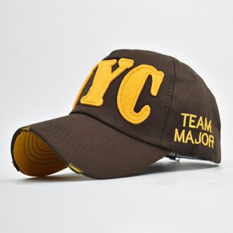Zomer Borduren Nyc 5 Panel Katoenen Baseball Cap Zwart Wit Blauw Roze Terugschieten Vader Hoeden Voor Vrouwen mannen Uitgerust Caps Donkerbruin
