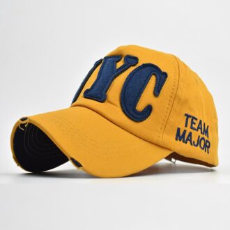 Zomer Borduren Nyc 5 Panel Katoenen Baseball Cap Zwart Wit Blauw Roze Terugschieten Vader Hoeden Voor Vrouwen mannen Uitgerust Caps gember