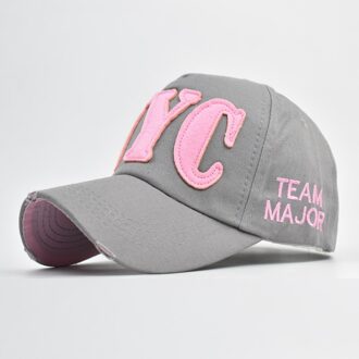 Zomer Borduren Nyc 5 Panel Katoenen Baseball Cap Zwart Wit Blauw Roze Terugschieten Vader Hoeden Voor Vrouwen mannen Uitgerust Caps Grijs