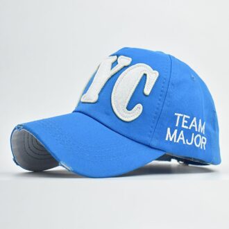 Zomer Borduren Nyc 5 Panel Katoenen Baseball Cap Zwart Wit Blauw Roze Terugschieten Vader Hoeden Voor Vrouwen mannen Uitgerust Caps meer blauw