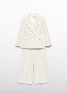 Zomer broekpak crepe meisjes - creme wit - Maat 104