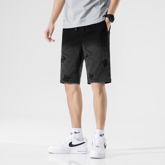 Zomer Casual Mannen Korte Zwart Grijs Wassen Jeans Slim Fit Stretch Ripped Denim Broek Cowboy Broek Hip hop Rijbroek 29