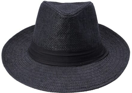 Zomer Casual Unisex Beach Trilby Grote Rand Jazz Zonnehoed Panama Hoed Papier Stro Vrouwen Mannen Cap Met zwart Lint