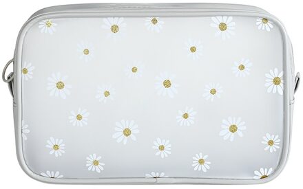 Zomer Daisy Transparante Make-Up Tas Waterdichte Rits Toilettas Meisjes Draagbare Travel Organizer Pouch Schoonheid wit L