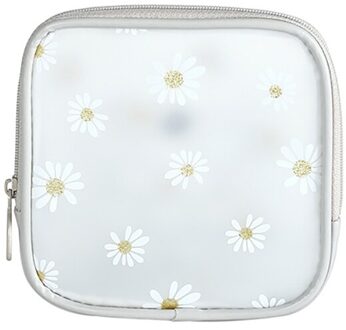 Zomer Daisy Transparante Make-Up Tas Waterdichte Rits Toilettas Meisjes Draagbare Travel Organizer Pouch Schoonheid wit S