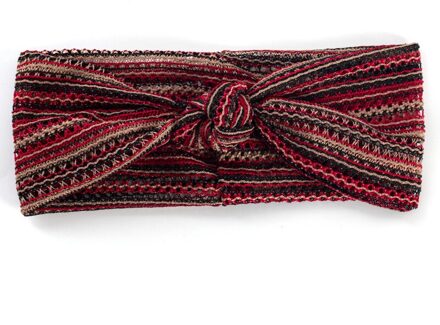 Zomer Dames Haarband Bohemen Hollow Strepen Sport Outdoor Multicolor Meisje Haarband Haaraccessoires Twisted Geknoopt Headwrap wijn rood