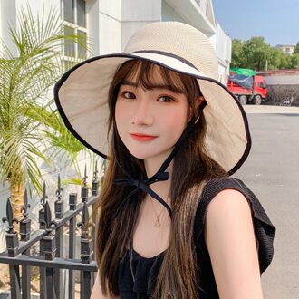 Zomer Dunne Visser Hoed, Japanse En Koreaanse Versie Van Zonnescherm Zonnehoed, Grote Rand, wilde Ademend Mesh Winddicht Hoed Beige