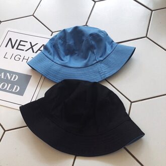 Zomer Effen Dubbelzijdig Emmer Hoed Visser Hoed Outdoor Reizen Hoed Zon Cap Hoeden Voor Mannen En Vrouwen blauw-zwart