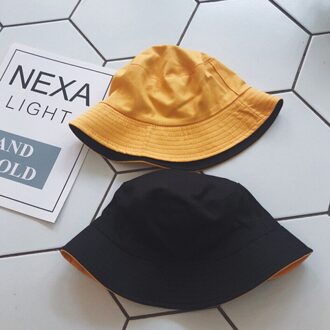 Zomer Effen Dubbelzijdig Emmer Hoed Visser Hoed Outdoor Reizen Hoed Zon Cap Hoeden Voor Mannen En Vrouwen geel-zwart