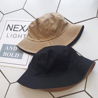 Zomer Effen Dubbelzijdig Emmer Hoed Visser Hoed Outdoor Reizen Hoed Zon Cap Hoeden Voor Mannen En Vrouwen KK-zwart