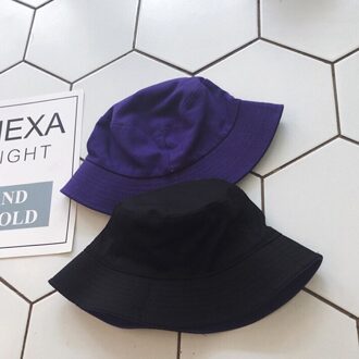 Zomer Effen Dubbelzijdig Emmer Hoed Visser Hoed Outdoor Reizen Hoed Zon Cap Hoeden Voor Mannen En Vrouwen paars-zwart