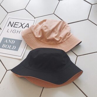 Zomer Effen Dubbelzijdig Emmer Hoed Visser Hoed Outdoor Reizen Hoed Zon Cap Hoeden Voor Mannen En Vrouwen roze-zwart