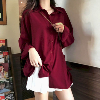 Zomer En Herfst Tops Losse Shirt Mid-Lengte Lange Mouwen Dunne Jas Koreaanse Blouse Vrouwen Mode lange Mouwen Top