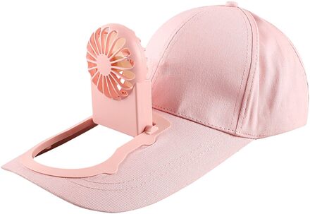 Zomer Fan Cooling Baseball Cap Hoed Usb Opladen Ademend Schaduw Zonnebrandcrème Hoed Vissen Zomer Sport Outdoor Baseball Golf Cap roze