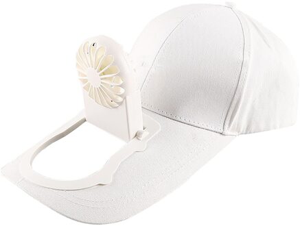 Zomer Fan Cooling Baseball Cap Hoed Usb Opladen Ademend Schaduw Zonnebrandcrème Hoed Vissen Zomer Sport Outdoor Baseball Golf Cap wit