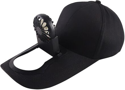 Zomer Fan Cooling Baseball Cap Hoed Usb Opladen Ademend Schaduw Zonnebrandcrème Hoed Vissen Zomer Sport Outdoor Baseball Golf Cap zwart