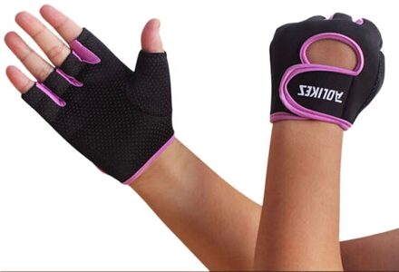 Zomer Fietsen Handschoenen Mannen Vrouwen Gewichtheffen Oefening Training Fitness Workout Gym Sport Antislip Bescherming Handschoenen Paars / S