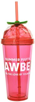 Zomer Fruit Plastic Cup Kinderen Cup Vrouwelijke Leuke Creatieve Glas Water Fles Water Fles Crystal Water Fles Water Flessen aardbei