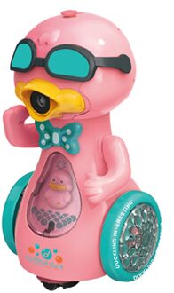 Zomer Grappig Speelgoed Elektrische Eend Bubble Machine Spuiten Muziek Verlichting Speelgoed Automatische Bubble Blower Kruipen Speelgoed Verjaardagscadeautjes roze