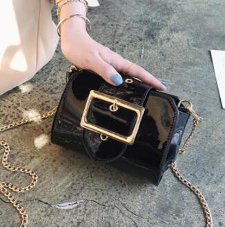 Zomer Handtas Pu Leer Vrouwen Tas Lakleer Heldere Shell Kleine Vierkante Chain Schoudertassen zwart