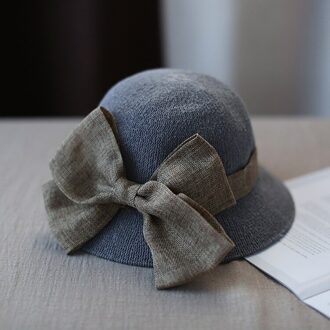 Zomer Herfst Grote Strik Zonnehoed Casual Panama Strooien Hoed Vrouwen Brede Rand Strand Jazz Hoeden Opvouwbare Outdoor reizen grijs