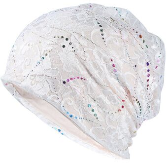 Zomer Hoeden Voor Vrouwen Mannen Dunne Ademende Tulband Hoed Mannelijke Vrouwelijke Bloem Patroon Beanie Hip Hop Bone Gorro paardenstaart Hoed wit