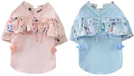 Zomer Hond Jurk Katoen Huisdier Kleding Ademende Kleding Puppy Elegante Rok Roze / XL