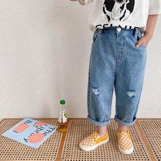 Zomer Jongens 1-8 Jaar Unisex Ripped Jeans Kids Kinderen Losse Alle-Wedstrijd Gebroken Denim Broek 8T